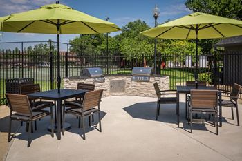 Poolside Sundeck And Grilling Area at Woodbridge Apartments, Louisville, 40242